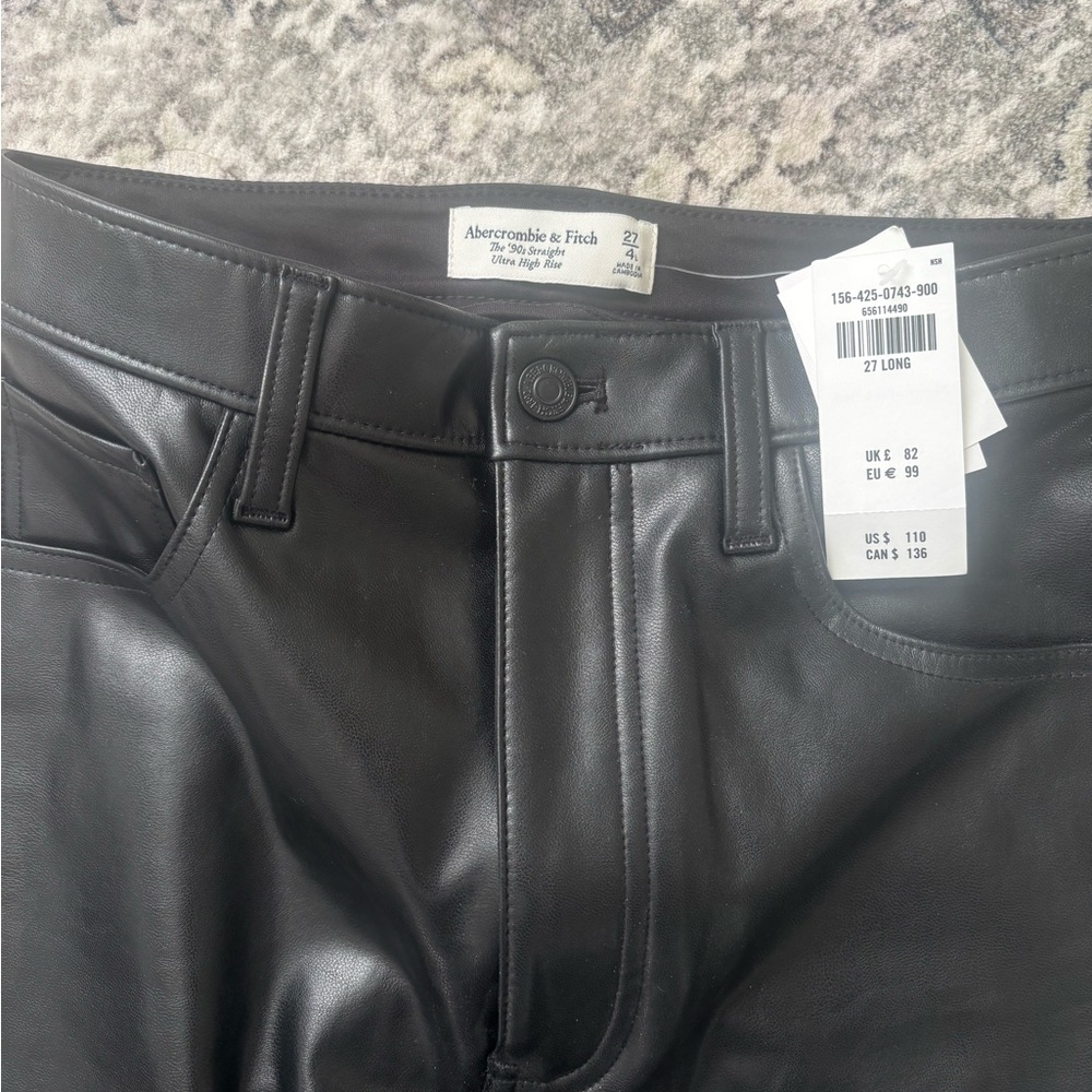 Abercrombie & Fitch Ultra High Rise Leather Pants 90s straight leg